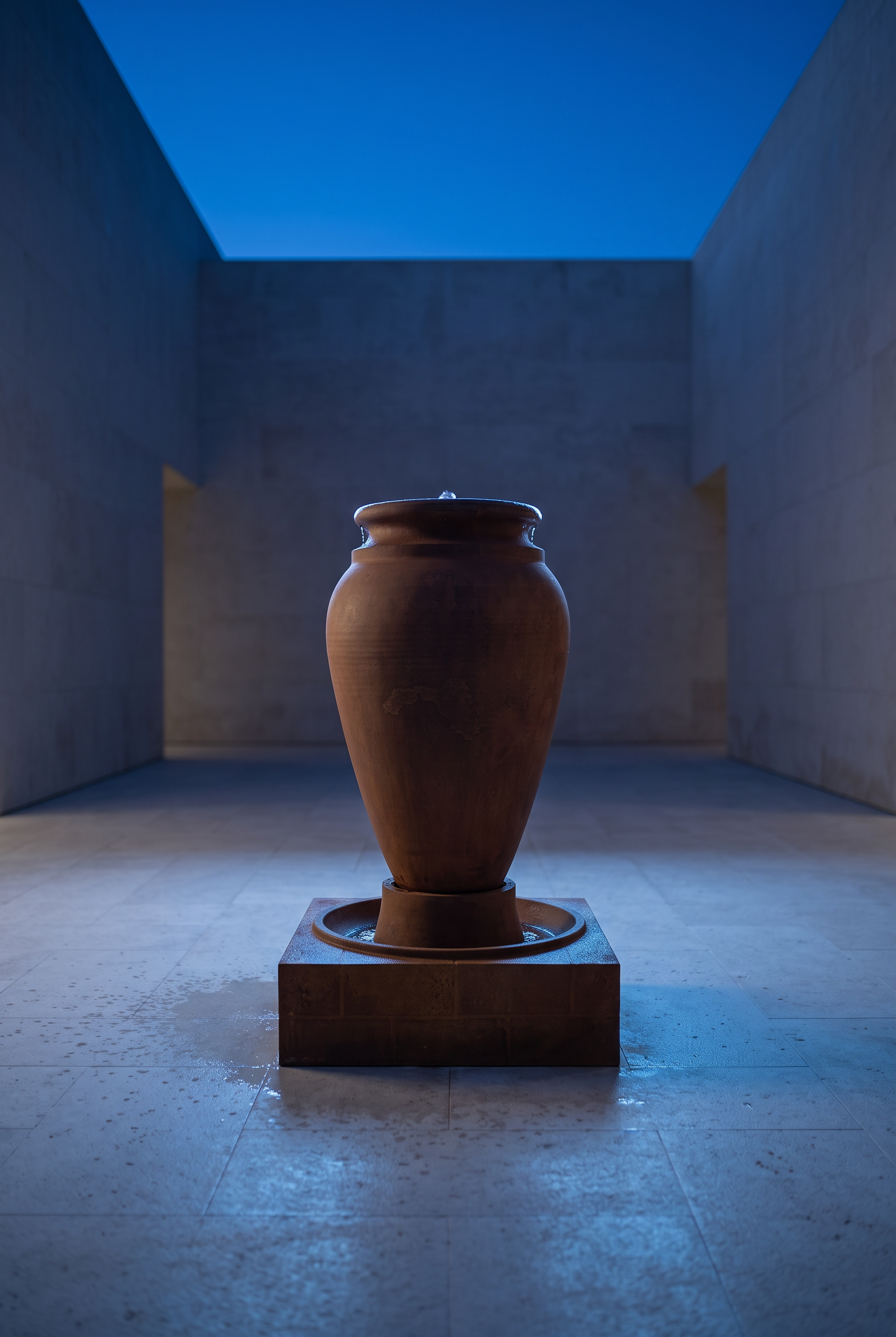 Pietro Amphora Fountain in a monumental limestone courtyard